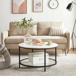 Couchtische<SONGMICS Couchtisch mit 2 Ablagen für Wohnzimmer