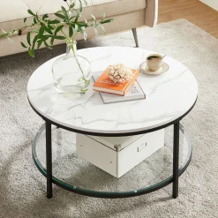 Couchtische<SONGMICS Couchtisch mit 2 Ablagen für Wohnzimmer