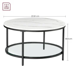 Couchtische<SONGMICS Couchtisch mit 2 Ablagen für Wohnzimmer