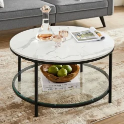 Couchtische<SONGMICS Couchtisch mit 2 Ablagen für Wohnzimmer