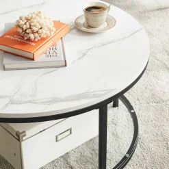 Couchtische<SONGMICS Couchtisch mit 2 Ablagen für Wohnzimmer