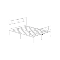 Schlafzimmer|Bettgestell<SONGMICS Doppelbettgestell aus Metall Weiß