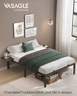 Bettgestell<SONGMICS Doppelbettgestell aus Metall für 190 x 140 cm Matratze