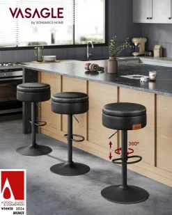 Barhocker<SONGMICS Drehbarer Barhocker mit Stauraum tintenschwarz