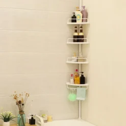 Badezimmerregale<SONGMICS Duschregal 85-305 cm Weiß