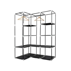 Kleideraufbewahrung|Kleiderschränke<SONGMICS Eck-Kleiderschrank Stoff Schwarz