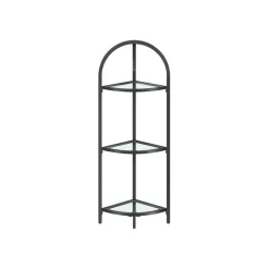 Badezimmerregale|Bücherregale<SONGMICS Eckregal 3 Ebenen mit Ablagen aus Hartglas