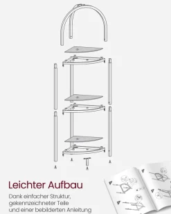 Badezimmerregale|Bücherregale<SONGMICS Eckregal 3 Ebenen mit Ablagen aus Hartglas