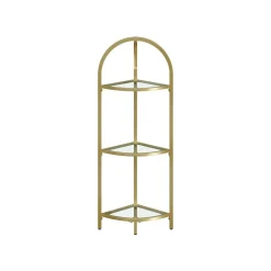 Badezimmerregale|Bücherregale<SONGMICS Eckregal 3 Ebenen mit Ablagen aus Hartglas