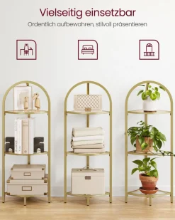 Badezimmerregale|Bücherregale<SONGMICS Eckregal 3 Ebenen mit Ablagen aus Hartglas