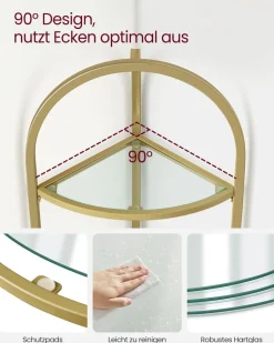 Badezimmerregale|Bücherregale<SONGMICS Eckregal 3 Ebenen mit Ablagen aus Hartglas