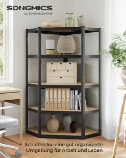 Küchenregale|Werkzeugregale<SONGMICS Eckregal bis 875 kg belastbar tintenschwarz-naturbeige