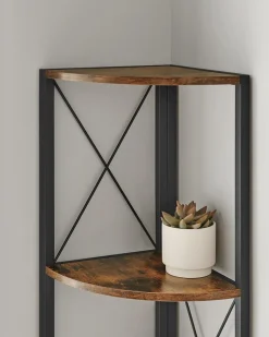 Aufbewahrungsregale<SONGMICS Eckregal mit 5 Ebenen einfache Montage vintagebraun-schwarz