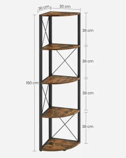 Aufbewahrungsregale<SONGMICS Eckregal mit 5 Ebenen einfache Montage vintagebraun-schwarz
