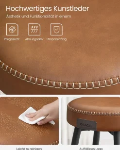 Barhocker|Esszimmerstühle<SONGMICS EKHO Kollektion - Barhocker 2er Set basisschwarz