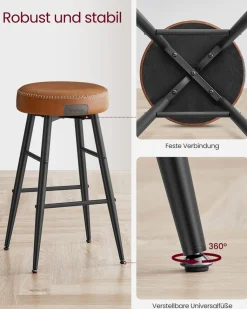 Barhocker|Esszimmerstühle<SONGMICS EKHO Kollektion - Barhocker 2er Set basisschwarz