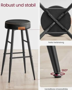 Barhocker|Esszimmerstühle<SONGMICS EKHO Kollektion - Barhocker 2er Set basisschwarz