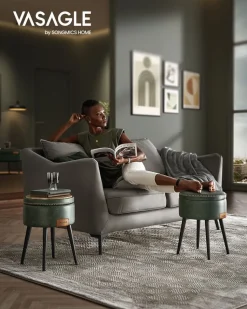 Sitztruhen|Sitztruhen<SONGMICS EKHO Kollektion - Runder Sitzhocker Schminktisch Hocker Ottoman