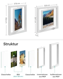 Bilderrahmen<SONGMICS 10er Set drehbare Bilderrahmen für Fotos in 20,3 x 25,4 cm (8 x 10 Zoll)