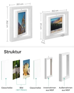 Bilderrahmen<SONGMICS 16er Set drehbare Bilderrahmen für Fotos in 12,7 x 17,8 cm (5 x 7 Zoll)