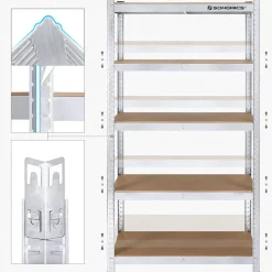 Werkzeugregale<SONGMICS 2er Set Lagerregal 180 cm hoch blau