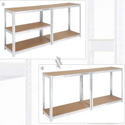 Werkzeugregale<SONGMICS 2er Set Lagerregal 180 cm hoch blau