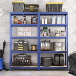 Werkzeugregale<SONGMICS 2er Set Lagerregal 180 cm hoch blau