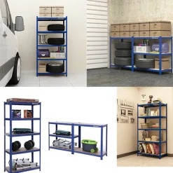 Werkzeugregale<SONGMICS 2er Set Schwerlast-Regal 150 cm hoch blau