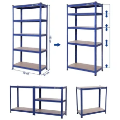 Werkzeugregale<SONGMICS 2er Set Schwerlast-Regal 150 cm hoch blau