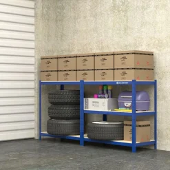 Werkzeugregale<SONGMICS 2er Set Schwerlast-Regal 150 cm hoch blau