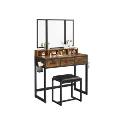 Schlafzimmer|Schminktische<SONGMICS Frisiertisch mit 3-teiligem Klappspiegel