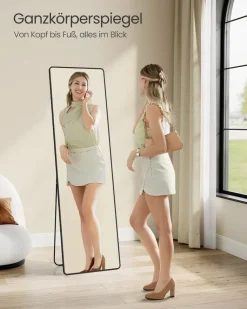 Kosmetikspiegel|Kosmetikspiegel<SONGMICS Ganzkörperspiegel 160 x 50 cm rechteckig tintenschwarz