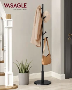 Eingangsbereich|Garderobenständer<SONGMICS Garderobenständer aus Holz Schwarz
