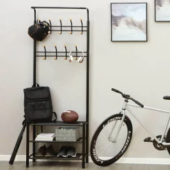 Eingangsbereich|Schlafzimmer<SONGMICS Garderobenständer aus Metall Schwarz