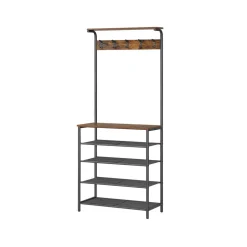 Eingangsbereich|Garderobenständer<SONGMICS Garderobenständer mit 5 Ablagen vintagebraun-schwarz