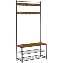 Eingangsbereich|Garderobenständer<SONGMICS Garderobenständer mit 3 Ablagen vintagebraun-schwarz