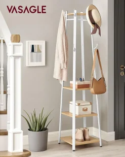 Eingangsbereich|Garderobenständer<SONGMICS Garderobenständer mit 8 Doppelhaken weiß-natur