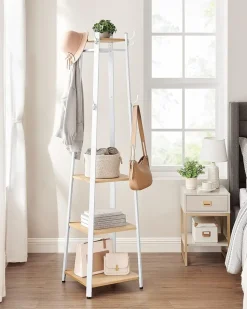 Eingangsbereich|Garderobenständer<SONGMICS Garderobenständer mit 8 Doppelhaken weiß-natur