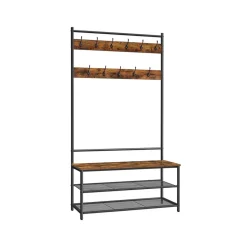 Eingangsbereich|Garderobenständer<SONGMICS Garderobenständer mit 11 Haken vintagebraun-schwarz