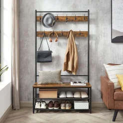 Eingangsbereich|Garderobenständer<SONGMICS Garderobenständer mit 11 Haken vintagebraun-schwarz