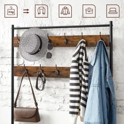 Eingangsbereich|Garderobenständer<SONGMICS Garderobenständer mit 11 Haken vintagebraun-schwarz