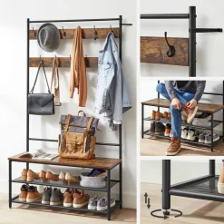 Eingangsbereich|Garderobenständer<SONGMICS Garderobenständer mit 11 Haken vintagebraun-schwarz