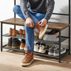 Eingangsbereich|Garderobenständer<SONGMICS Garderobenständer mit 11 Haken vintagebraun-schwarz