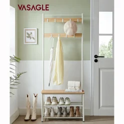 Eingangsbereich|Garderobenständer<SONGMICS Garderobenständer mit Schuhregal Weiβ