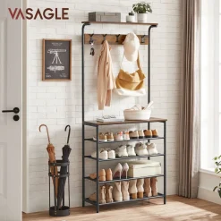 Eingangsbereich|Garderobenständer<SONGMICS Garderobenständer mit Schuhregal vintagebraun-schwarz