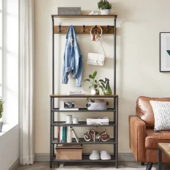 Eingangsbereich|Garderobenständer<SONGMICS Garderobenständer mit Schuhregal vintagebraun-schwarz