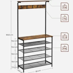 Eingangsbereich|Garderobenständer<SONGMICS Garderobenständer mit Schuhregal vintagebraun-schwarz