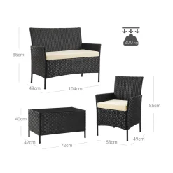 Gartenmöbel-Sets<SONGMICS Gartenmöbel Set 4 teilig