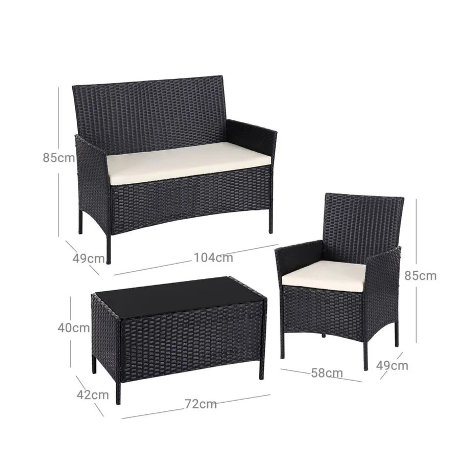 Gartenmöbel-Sets<SONGMICS Gartenmöbel Set 4 teilig