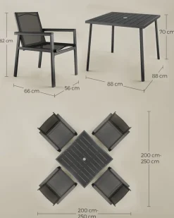 Gartenmöbel-Sets<SONGMICS Gartenmöbel-Set 4 Stühle mit Tisch